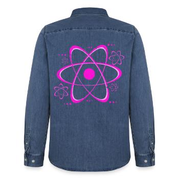 physicist - Men’s Organic Denim Shirt by Stanley/Stella - mid washy  - Back - AI Model Male 185 light (185cm)