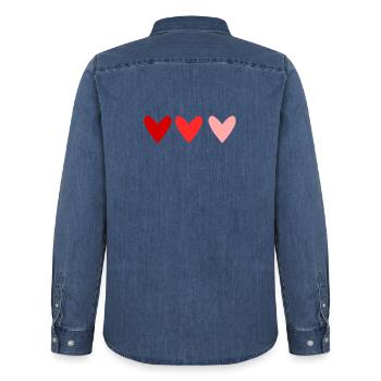 HEILIGER VALENTINSTAG. ICH LIEBE DICH. ICH LIEBE DICH. LIEBE. LIEBE - Männer Jeanshemd Organic von Stanley/Stella - verwaschenes Mittelblau  - Hinten - AI Model Male 185 light (185cm)