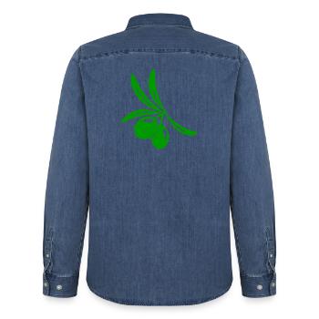 Olive Blatt Zweig - Männer Jeanshemd Organic von Stanley/Stella - verwaschenes Mittelblau  - Hinten - AI Model Male 185 light (185cm)