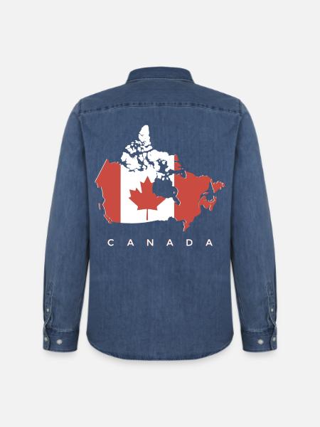 Silhouette du Canada avec feuille d’érable - Chemise en denim homme bio Stanley/Stella - bleu moyen délavé