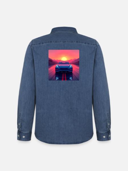 Electric Highway - Men’s Organic Denim Shirt by Stanley/Stella - mid washy 