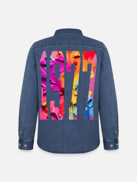 BUNT 49TH BIRTHDAY 1977 - Men’s Organic Denim Shirt by Stanley/Stella - mid washy