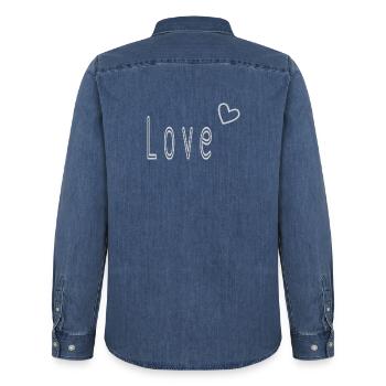VALENTINSTAG. ICH LIEBE DICH. ICH LIEBE DICH. LIEBE. LIEBE - Männer Jeanshemd Organic von Stanley/Stella - verwaschenes Mittelblau  - Hinten - AI Model Male 185 light (185cm)