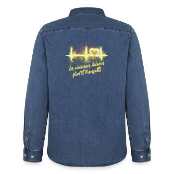 EKG Kurve - Herzkurve - Puls - Karneval - Konfetti - Männer Jeanshemd Organic von Stanley/Stella - verwaschenes Mittelblau  - Hinten - AI Model Male 185 light (185cm)