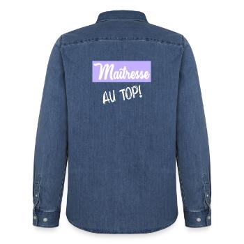Geliebte - Männer Jeanshemd Organic von Stanley/Stella - verwaschenes Mittelblau  - Hinten - AI Model Male 185 light (185cm)