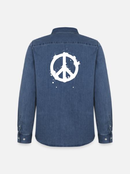 Peace Splash Guerrilla Print Style - Men’s Organic Denim Shirt by Stanley/Stella - mid washy