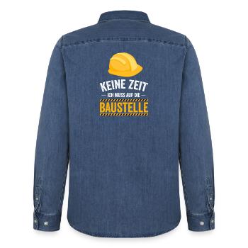 Keine Zeit ich muss auf die Baustelle - Männer Jeanshemd Organic von Stanley/Stella - verwaschenes Mittelblau  - Hinten - AI Model Male 185 light (185cm)
