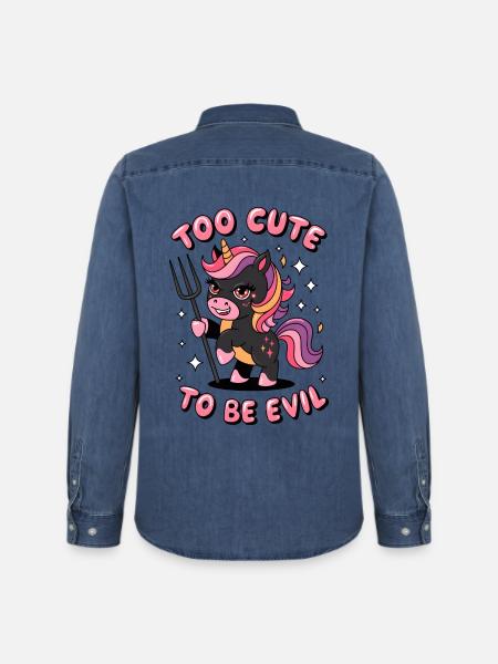Too Cute To Be Evil - Men’s Organic Denim Shirt by Stanley/Stella - mid washy