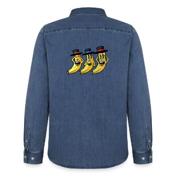 Banane lustig witzig spaßig Bananen Obst Frucht - Männer Jeanshemd Organic von Stanley/Stella - verwaschenes Mittelblau  - Hinten - AI Model Male 185 light (185cm)