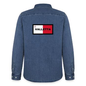 La Valette à Malte Drapeau - Chemise en denim homme bio Stanley/Stella - bleu moyen délavé  - Dos - AI Model Male 185 light (185cm)