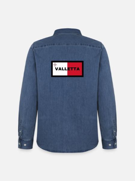 La Valette à Malte Drapeau - Chemise en denim homme bio Stanley/Stella - bleu moyen délavé 