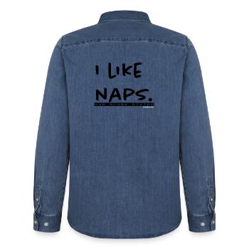 J’aime les siestes. LANCASTER - Chemise en denim homme bio Stanley/Stella - bleu moyen délavé  - Dos - AI Model Male 185 light (185cm)