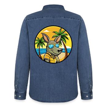 Erdferkel Lustige Cartoon Sommer Strand Sonnenbrille - Männer Jeanshemd Organic von Stanley/Stella - verwaschenes Mittelblau  - Hinten - AI Model Male 185 light (185cm)