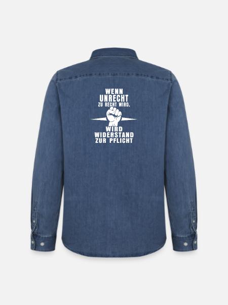 Devoir de rébellion - Chemise en denim homme bio Stanley/Stella - bleu moyen délavé