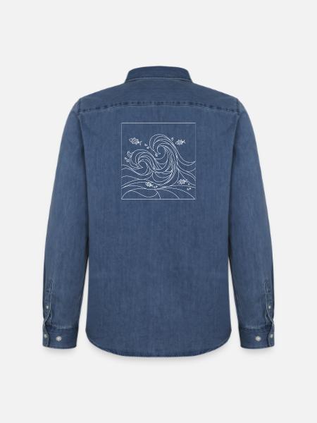 geometric ocean - Men’s Organic Denim Shirt by Stanley/Stella - mid washy 