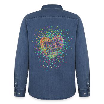 Karneval - Konfetti im Herzen - Fasnacht - Party - Männer Jeanshemd Organic von Stanley/Stella - verwaschenes Mittelblau  - Hinten - AI Model Male 185 light (185cm)