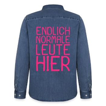Normale Leute Lustiger Spruch lustig - Männer Jeanshemd Organic von Stanley/Stella - verwaschenes Mittelblau  - Hinten - AI Model Male 185 light (185cm)