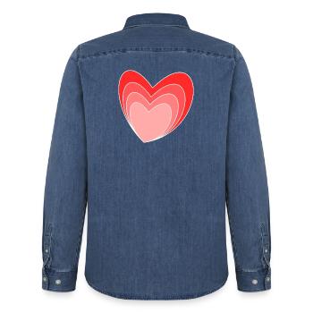 VALENTINSTAG. ICH LIEBE DICH. ICH LIEBE DICH. LIEBE. LIEBE - Männer Jeanshemd Organic von Stanley/Stella - verwaschenes Mittelblau  - Hinten - AI Model Male 185 light (185cm)