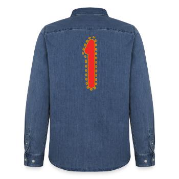 1. 1 JAHR. 1. JAHRESTAG. 1 JAHR GEBURTSTAG - Männer Jeanshemd Organic von Stanley/Stella - verwaschenes Mittelblau  - Hinten - AI Model Male 185 light (185cm)