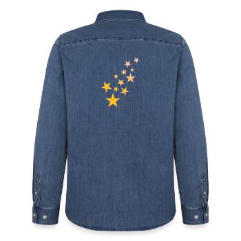Stern Sternchen Muster Sternenhimmel - Männer Jeanshemd Organic von Stanley/Stella - verwaschenes Mittelblau  - Hinten - AI Model Male 185 light (185cm)