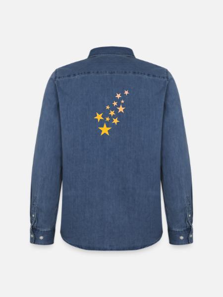 Star asterisk pattern starry sky - Men’s Organic Denim Shirt by Stanley/Stella - mid washy