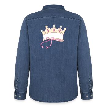 Couronne inscriptible - Chemise en denim homme bio Stanley/Stella - bleu moyen délavé  - Dos - AI Model Male 185 light (185cm)