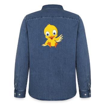 Süßer Küken - Männer Jeanshemd Organic von Stanley/Stella - verwaschenes Mittelblau  - Hinten - AI Model Male 185 light (185cm)