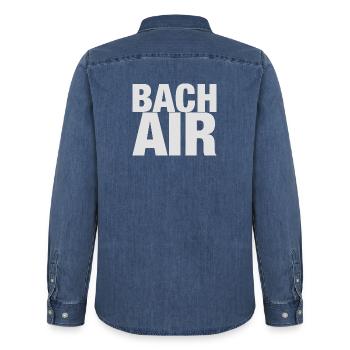 Johann Sebastian Bach Air T-shirt dit drôle - Chemise en denim homme bio Stanley/Stella - bleu moyen délavé  - Dos - AI Model Male 185 light (185cm)