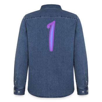 1. 1 JAHR. 1. JAHRESTAG. 1 JAHR GEBURTSTAG - Männer Jeanshemd Organic von Stanley/Stella - verwaschenes Mittelblau  - Hinten - AI Model Male 185 light (185cm)
