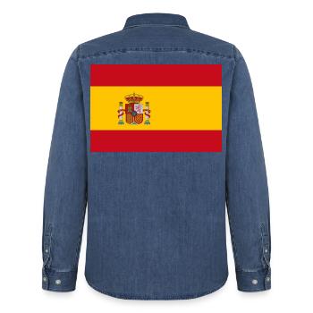 Spanien - Männer Jeanshemd Organic von Stanley/Stella - verwaschenes Mittelblau  - Hinten - AI Model Male 185 light (185cm)