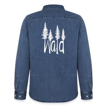 Forest - Men’s Organic Denim Shirt by Stanley/Stella - mid washy  - Back - AI Model Male 185 light (185cm)