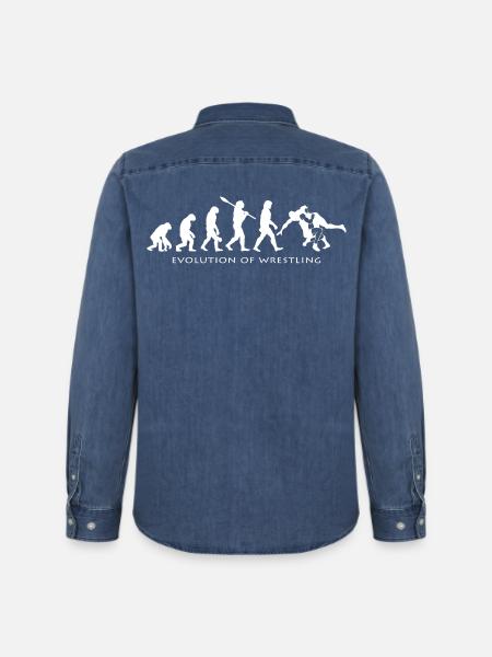 Wrestling - Men’s Organic Denim Shirt by Stanley/Stella - mid washy
