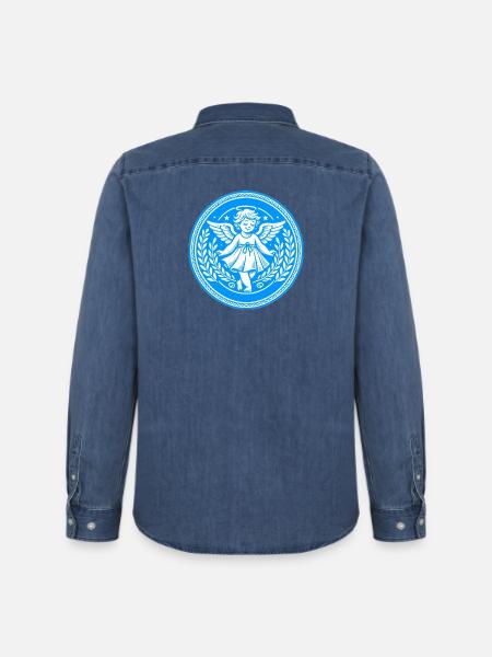 Guardian Angel Logo - Men’s Organic Denim Shirt by Stanley/Stella - mid washy