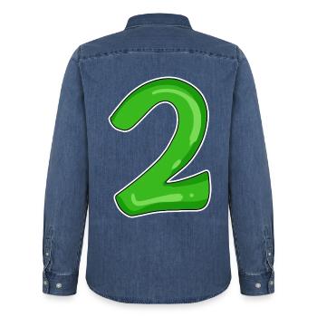 Nummer 2 Grün - Männer Jeanshemd Organic von Stanley/Stella - verwaschenes Mittelblau  - Hinten - AI Model Male 185 light (185cm)