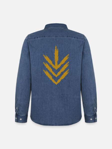 Down arrow icon gold - Men’s Organic Denim Shirt by Stanley/Stella - mid washy