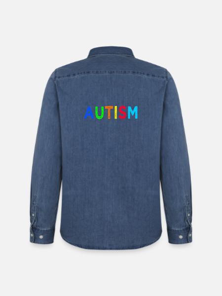 Arc-en-Ciel Autisme: Message d’Espoir - Chemise en denim homme bio Stanley/Stella - bleu moyen délavé