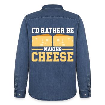 Cheese Making Cheese Lover - Männer Jeanshemd Organic von Stanley/Stella - verwaschenes Mittelblau  - Hinten - AI Model Male 185 light (185cm)
