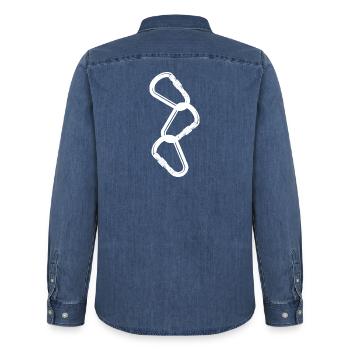 escalade, bloc, escalade, montagne, alpinisme - Chemise en denim homme bio Stanley/Stella - bleu moyen délavé  - Dos - AI Model Male 185 light (185cm)