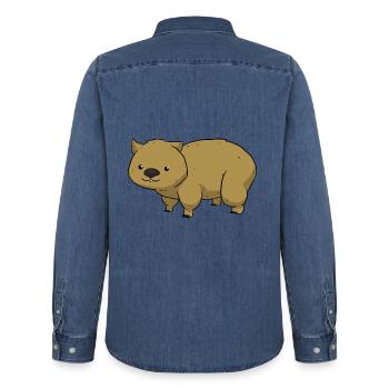 Wombat - Männer Jeanshemd Organic von Stanley/Stella - verwaschenes Mittelblau  - Hinten - AI Model Male 185 light (185cm)