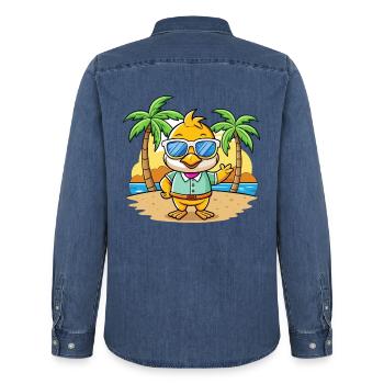 Ente Lustige Cartoon Sommer Strand Sonnenbrille - Männer Jeanshemd Organic von Stanley/Stella - verwaschenes Mittelblau  - Hinten - AI Model Male 185 light (185cm)