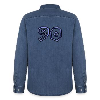 90 - Männer Jeanshemd Organic von Stanley/Stella - verwaschenes Mittelblau  - Hinten - AI Model Male 185 light (185cm)