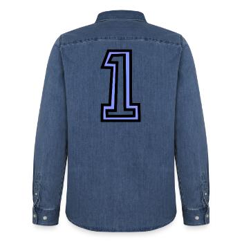 1. 1 JAHR. 1. JAHRESTAG. 1 JAHR GEBURTSTAG - Männer Jeanshemd Organic von Stanley/Stella - verwaschenes Mittelblau  - Hinten - AI Model Male 185 light (185cm)