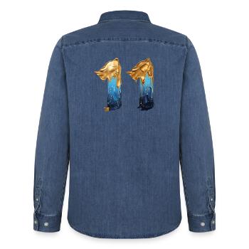 NR. 11 NUMMER 11 COOL 11. GEBURTSTAG - Männer Jeanshemd Organic von Stanley/Stella - verwaschenes Mittelblau  - Hinten - AI Model Male 185 light (185cm)