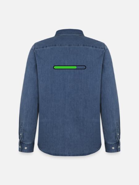 Loading bar Black Green - Men’s Organic Denim Shirt by Stanley/Stella - mid washy 