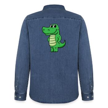 crocodile - Chemise en denim homme bio Stanley/Stella - bleu moyen délavé  - Dos - AI Model Male 185 light (185cm)