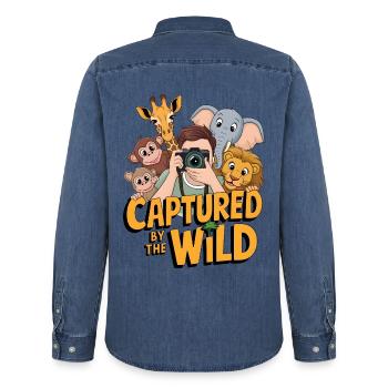 Gefangen von der Wildnis - Männer Jeanshemd Organic von Stanley/Stella - verwaschenes Mittelblau  - Hinten - AI Model Male 185 light (185cm)