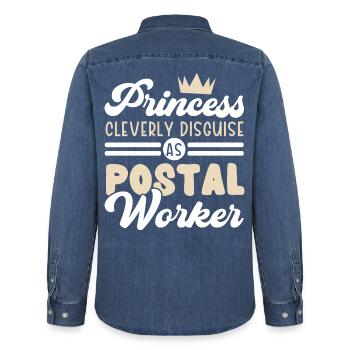 Prinzessin verkleidet sich geschickt als Postanges - Männer Jeanshemd Organic von Stanley/Stella - verwaschenes Mittelblau  - Hinten - AI Model Male 185 light (185cm)