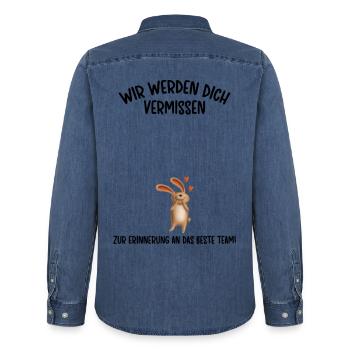 Wir werden dich Vermissen beste Team Abschied - Männer Jeanshemd Organic von Stanley/Stella - verwaschenes Mittelblau  - Hinten - AI Model Male 185 light (185cm)