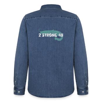 Catfish fishing catfish too strong for you - Men’s Organic Denim Shirt by Stanley/Stella - mid washy  - Back - AI Model Male 185 light (185cm)