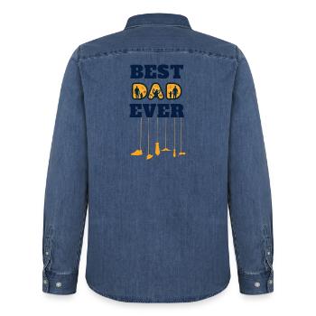 best dad ever - Männer Jeanshemd Organic von Stanley/Stella - verwaschenes Mittelblau  - Hinten - AI Model Male 185 light (185cm)